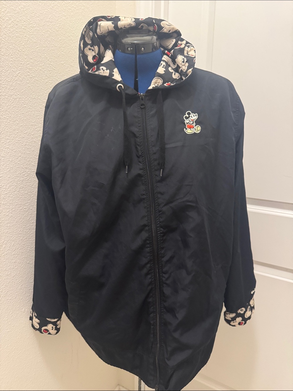 Disney Parks Mickey Mouse Hooded Windbreaker Jacket black shell 1X